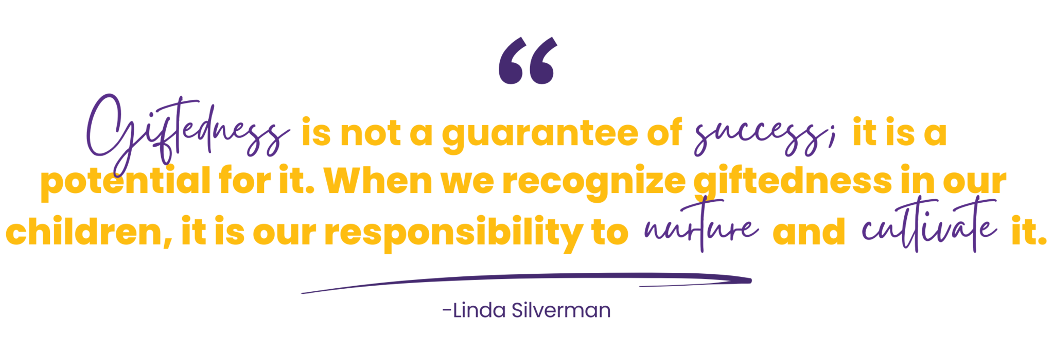 Giftedness is not a guarantee of success; it is a potential for it. When we recognize giftedness in our children, it is our responsibility to nurture and cultivate it. - Linda Silverman